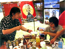 流しそうめんの様子