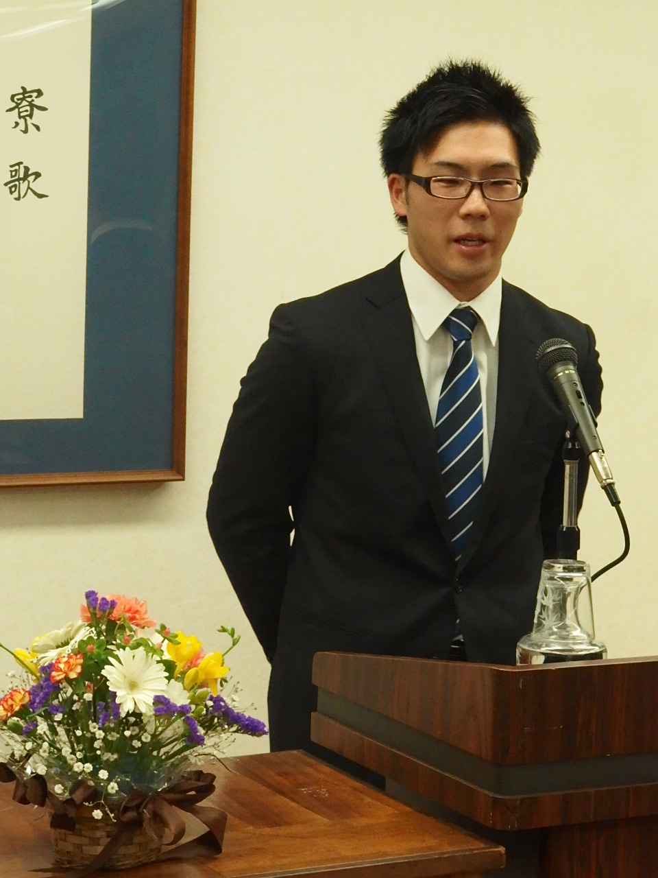 在寮生代表の歓迎挨拶