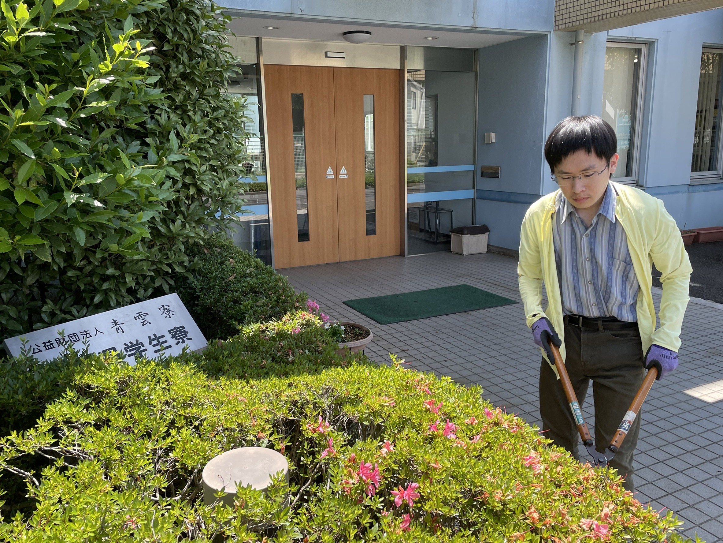 枝を束ねる様子